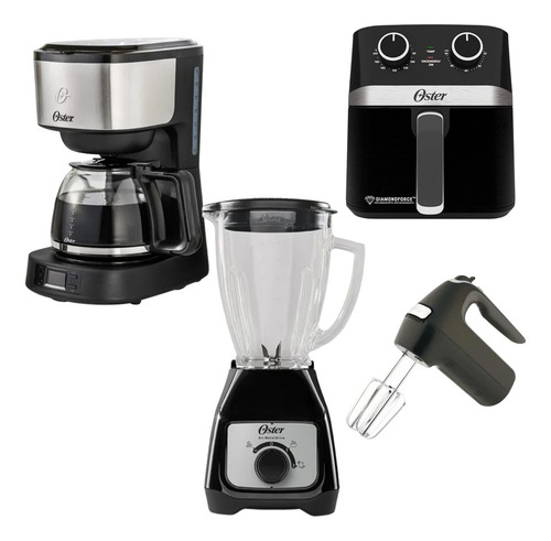 Licuadora Oster Edicion Especial COMBO ANIVERSARIO negra y plata con vaso de vidrio - Incluye 4 accesorios