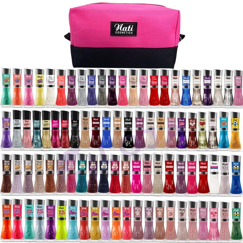 Imagem 1 de 10 de Kit Esmaltes Nati - Atacado Premium - 90 Cores + Necessaire