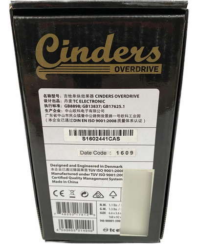 Pedal Guitarra Tc Electronic Cinders Overdrive Novo Original