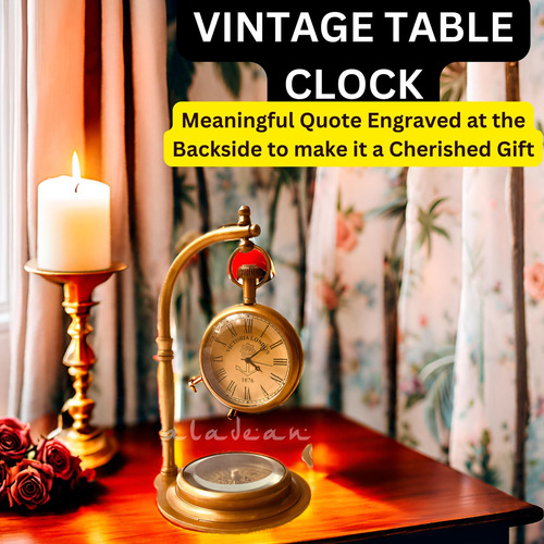 Reloj De Mesa De Latón Aladean Con Brújula | Reloj De Escrit