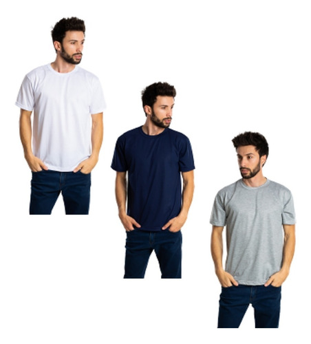 Imagem 1 de 4 de 3 Camisetas Masculinas Malha Fria Coloridas Pv Atacado