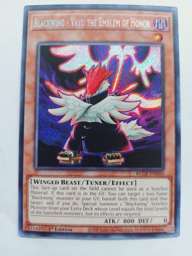 Blackwing Vayu The Emblem Of Honor Blcr-en060 Yugioh