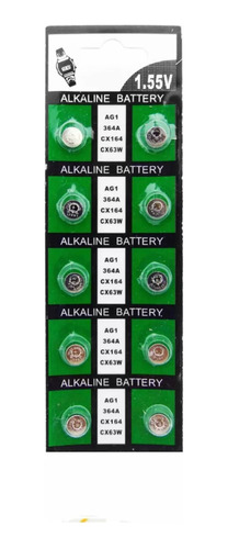 Pack 10 Pilas Ag1 Sr621 Buttonhcell Reloj Alkalina