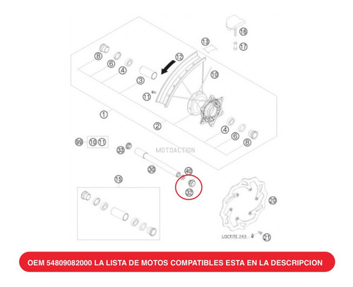 Imagen 2 de 2 de Tuerca Eje M24x1.5 Spindle Screw 54809082000 Para Ktm 02-09