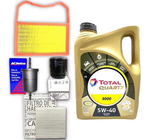 Kit 4 Filtros + Aceite Total 9000 5w40 Sintetico Vw Up! 1.0