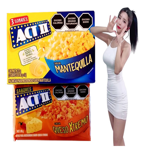 3 Palomitas Act Ii Mantequilla Para Microondas + 1 Gratis