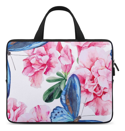 Azalea Rosa Mariposa Azul Bolsa Delgada Para Laptop Casual