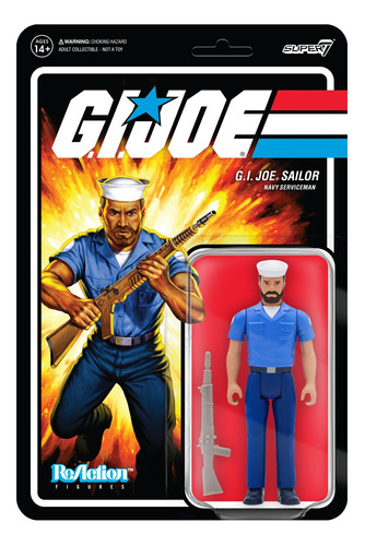 Figura De Acción Super7 G.i. Joe Sailor, Camisa Azul Y Barba