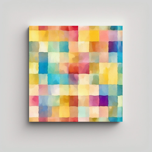 60x60cm Cuadro Abstracto Escena Multicolor Acuarela Lomográ
