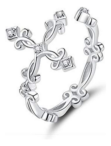 Anillos - Christian Faith Cz Cross 925 Sterling Silver Open 