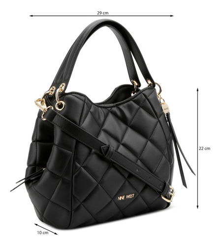 Bolsa Crossbody Para Mujer Nine West Negro Ngq129511 Acabado de los herrajes Oro Diseño de la tela Lisa