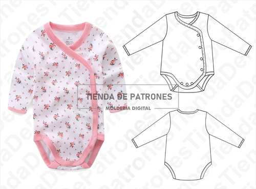 Molde Patron Imprimible Body Mangas Largas Talles 1m A 18m