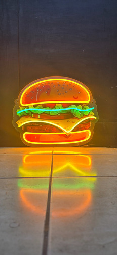 Letrero Luminoso Hamburguesa Imagen Uv Y Neon Led 42x50