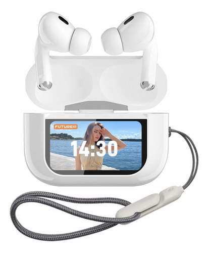 Smart Pantalla Audífonosanc Bluetooth 5.4 Anc Twsauriculares Blanco