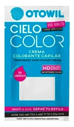  Tintura De Pelo Semipermanente Otowil Cielo Color Tono Azul