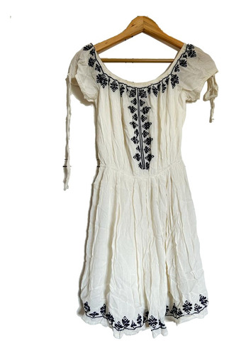 Vestido Blanco Bordado Hollister - Talle Small