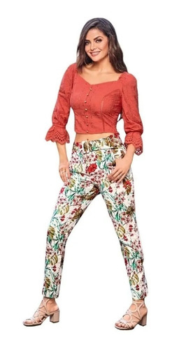  Pantalon Formal Dama Estam  Flores Multicolor Cklass 999-04