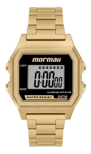 Relógio Mormaii Feminino Vintage Mojh02 Dourado Digital Cor do fundo Positivo