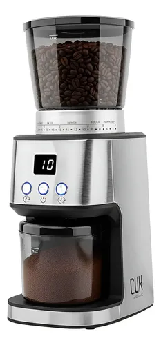 Molinillo De Cafe Electrico Cuk by Gadnic Acero Inoxidable Regulable Fresa Conica Tolva 275g Jarra 100g