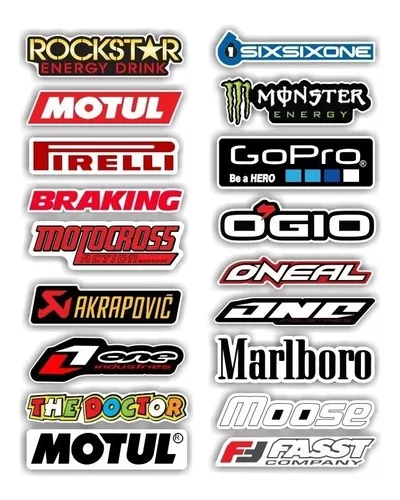 Cartela 18 de Adesivos Tuning Individual Stickers Moto Carro Bike