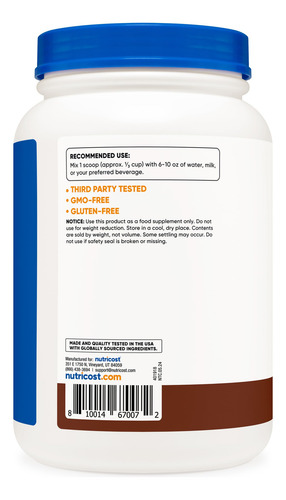 Proteína En Polvo Nutricost Caseína Chocolate 907 G Sin Glut