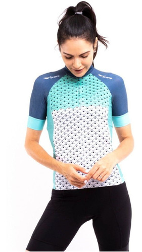 Camisa Scape Feminina Elite Aqua Verde E Azul Ciclismo