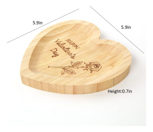 Bandeja De Madera Con Forma De Corazón De San Valentín Para