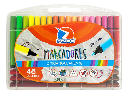 Marcadores Ezco Triangulares Valija X48