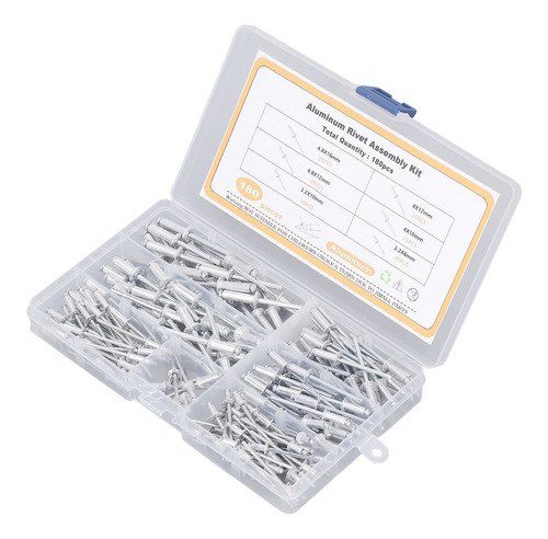 Flange Rivet 180pcs Blind Aluminium Alloy 6 Sizes Assortment
