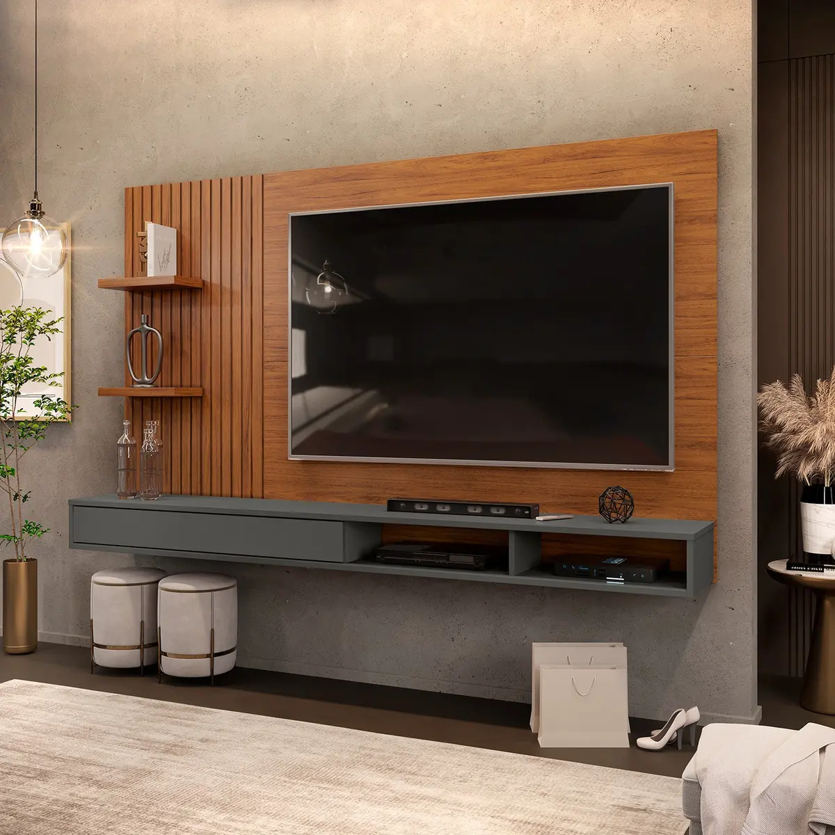 Panel De Tv Bento 60 Vekka Color Marrón