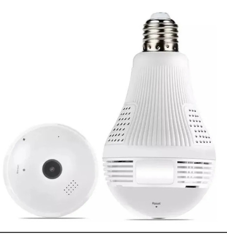 Camera Ip Segurança Lampada Vr360 Panoramica Wifi Espia Som