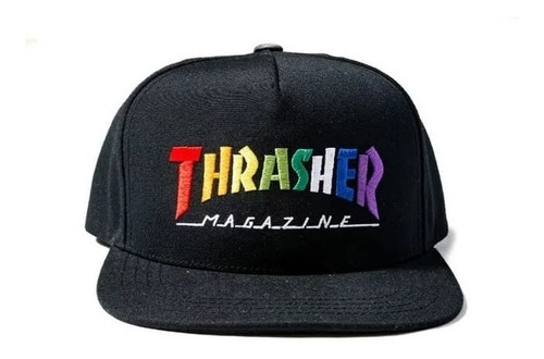 Gorra Thrasher Modelo Rainbow Negro Snapback Importada