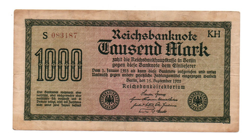 Alemania Weimar Billete 1000 Marcos Año 1922 P#76c