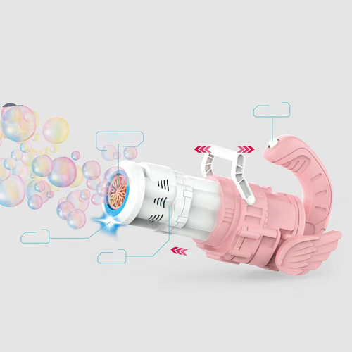 Niños Pequeños Cool Gatling Bubble Gun Maker Bubble Rosa
