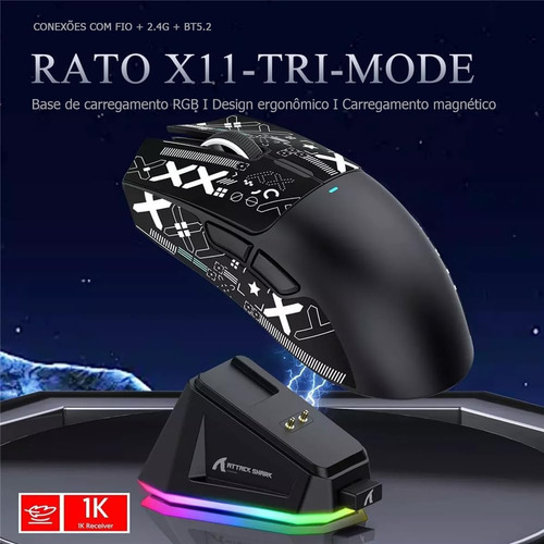Ratón Inalámbrico Para Juegos X11 Attack Shark De Tres Modos