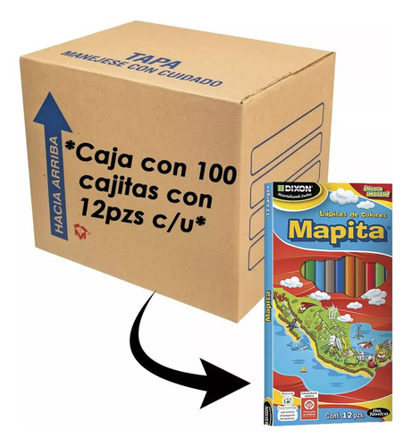 Mayoreo 100 Cajas D Colores Mapita Largos C 12 C/u Papeleria