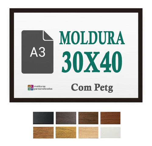 Moldura A3 40 X 30 Para Foto Impressão Poster Com Petg Cor Preto