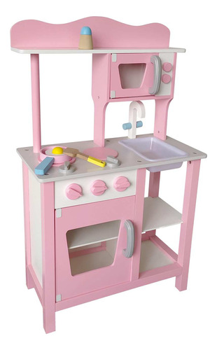 Cocina De Madera Rosada + Accesorios 48x24x80cms Gamepower