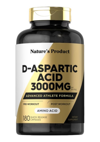 Acido D-aspartico 3000 Mg 180 Capsulas - L a $733