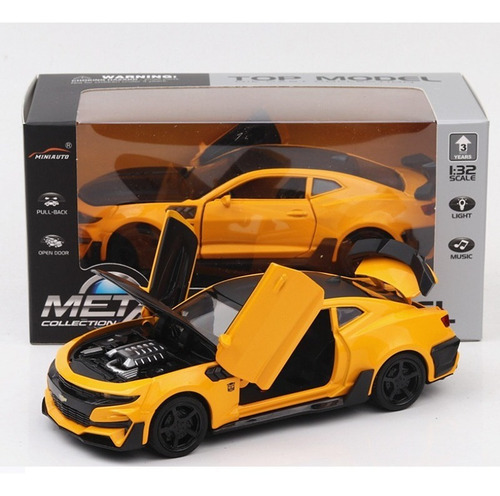 Imagen 2 de 7 de Chevrolet Camaro Miniatura Metal Autos Luces Y Sonido 1:32