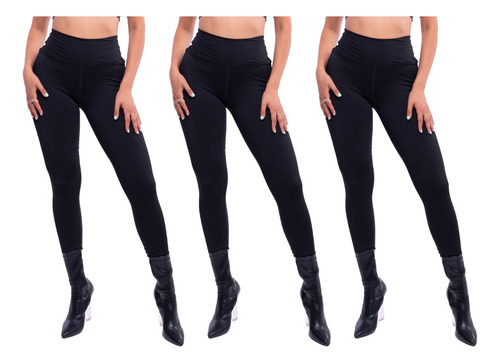 Pack X3 Calzas Con Faja Alta Mujer Tiro Alto Legging Yoga 