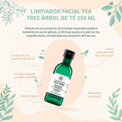 Imagen 2 de 6 de Limpiador Facial Tea Tree Árbol De Té 250 Ml
