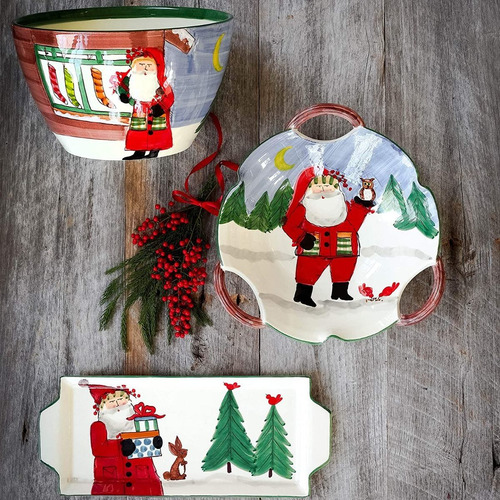 Plato Extendido Rectangular De Santa Claus Importado Vietri