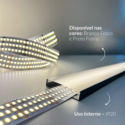 Kit 10 metros Perfil Led Barra Sobrepor Destak Alumínio 5x2m 50x10mm Preto ALUT253712-5 Alut By Avant
