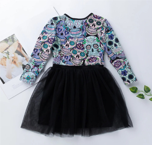 Vestido Disfraz Calaveras Con Tull Halloween /maryshopcl