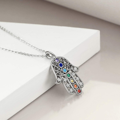 Collar De Mano De Chakra Hamsa De Plata De Ley 925, Regalos
