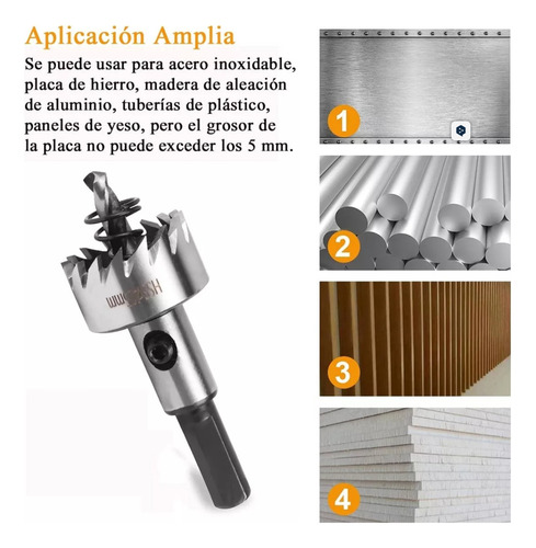 5 Brocas Sierras Corta Circulo Metal 16-30mm Hss Acero Inox