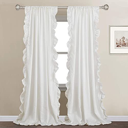 Cortinas Blancas Con Volantes Para Dormitorio, Cortinas De S