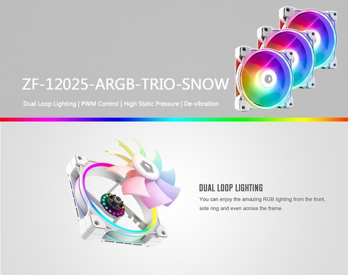 Imagen 2 de 10 de Set 3x Coolers Pwm 120mm Argb Id-cooling Zf Blancos !