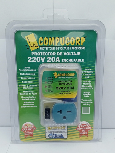 Protector De Voltaje 220v-20a / Enchufable / Compucorp 
